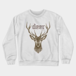 Deer Drawing Style Crewneck Sweatshirt